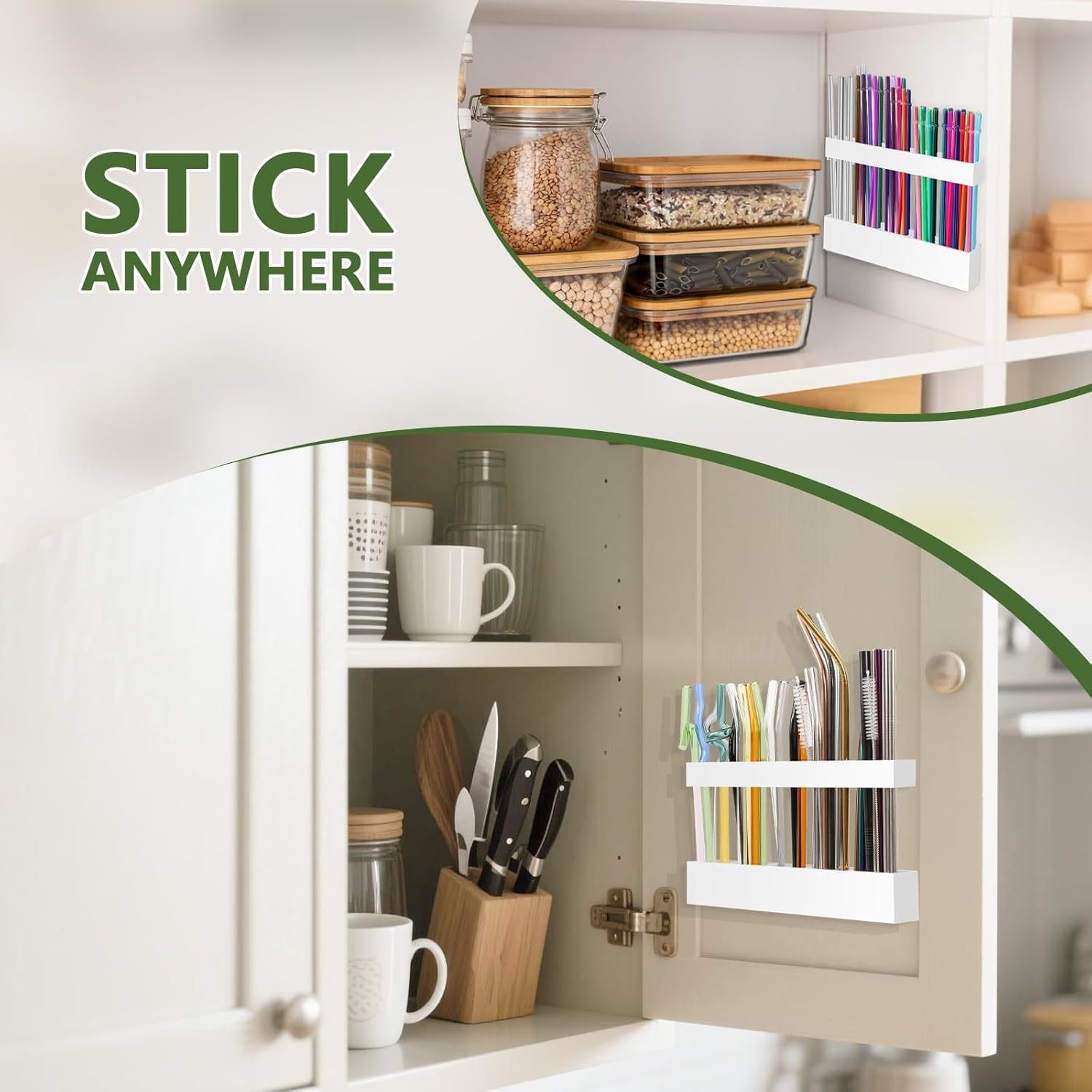 🔥Straw Holder for Cabinet Door-2025 Reusable Utensil Storage for Kitchen Cupboard